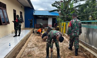 Personel Pos Asgon Satgas Yonif 123/Rajawali Laksanakan Karya Bhakti di Kampung Hafoe*